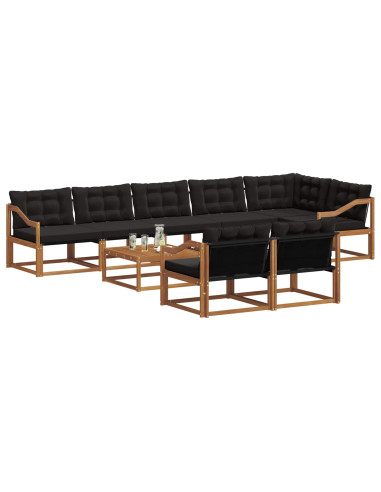 Set di divani con cuscino 9 pcs Naturale e Nero