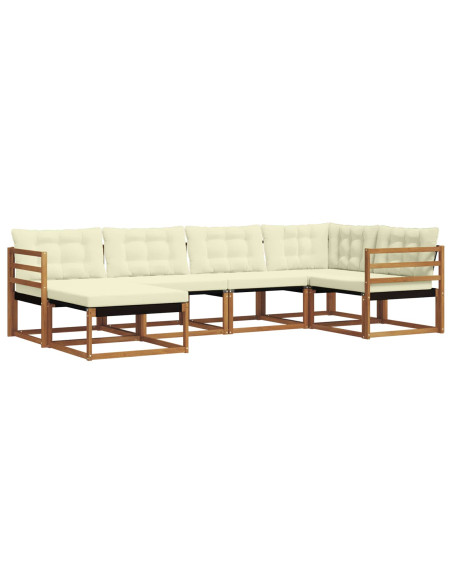 Set di divani 18 pcs Naturale e Crema Legno di Acacia Massello