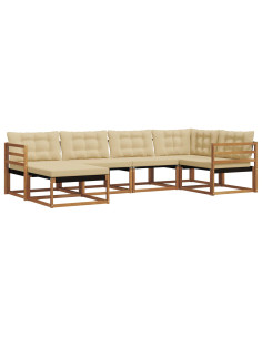 Set di divani 18 pcs Naturale e Beige Legno di Acacia Massello 2