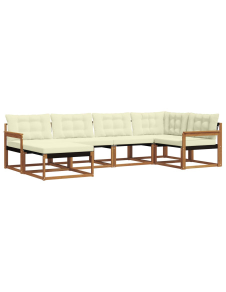 Set di divani 18 pcs Naturale e Crema Legno di Acacia Massello