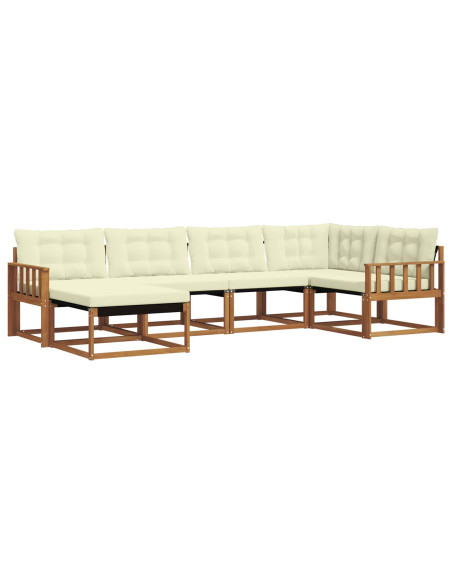 Set di divani 18 pcs Naturale e Crema Legno di Acacia Massello