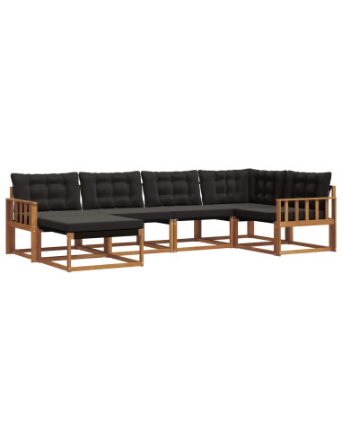 Set di divani 18 pcs Naturale e Nero Legno di Acacia Massello