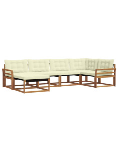 Set di divani 18 pcs Naturale e Crema Legno di Acacia Massello 2