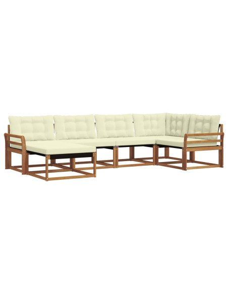 Set di divani 18 pcs Naturale e Crema Legno di Acacia Massello