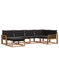 Set di divani 18 pcs Naturale e Nero Legno di Acacia Massello 2