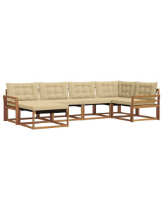 Set di divani 18 pcs Naturale e Beige Legno di Acacia Massello 2