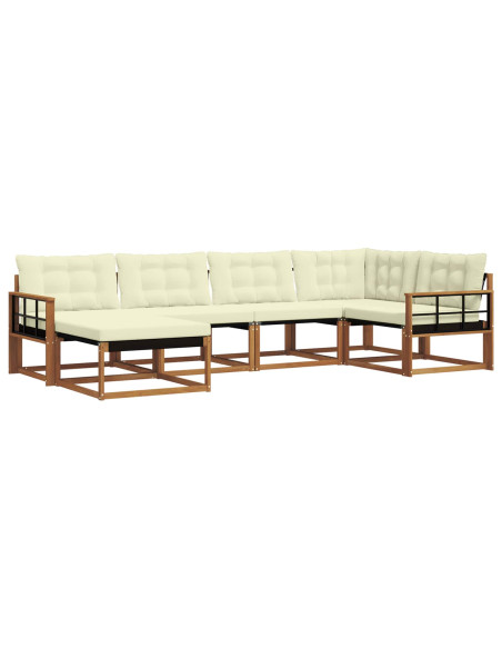 Set di divani 18 pcs Naturale e Crema Legno di Acacia Massello
