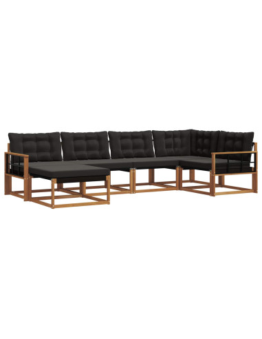 Set di divani 18 pcs Naturale e Nero Legno di Acacia Massello