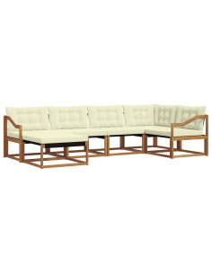 Set di divani 18 pcs Naturale e Crema Legno di Acacia Massello 2