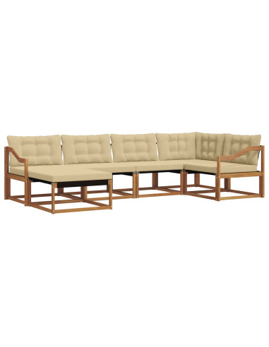 Set di divani 18 pcs Naturale e Beige Legno di Acacia Massello