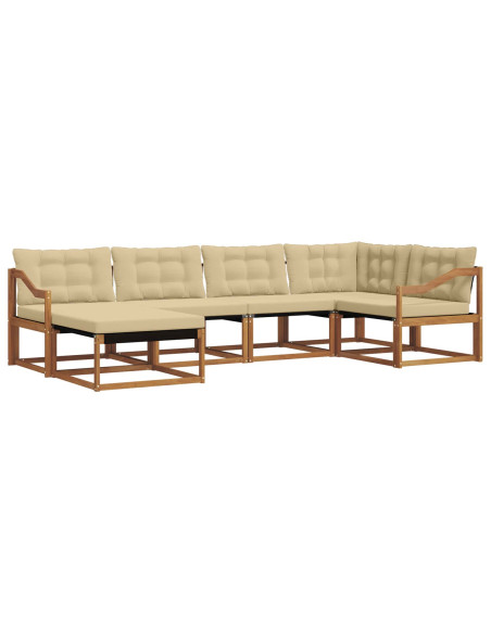 Set di divani 18 pcs Naturale e Beige Legno di Acacia Massello