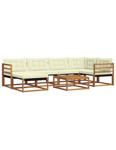 Set di divani 19 pcs Naturale e Crema Legno di Acacia Massello