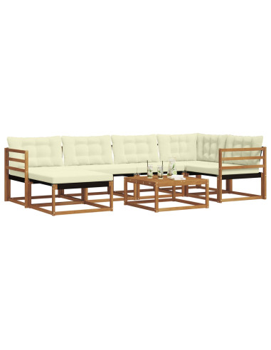 Set di divani 19 pcs Naturale e Crema Legno di Acacia Massello
