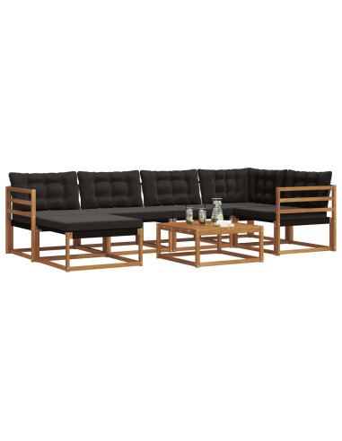 Set di divani 19 pcs Naturale e Nero Legno di Acacia Massello