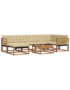 Set di divani 19 pcs Naturale e Beige Legno di Acacia Massello 2