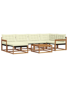 Set di divani 19 pcs Naturale e Crema Legno di Acacia Massello 2