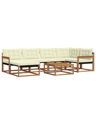 Set di divani 19 pcs Naturale e Crema Legno di Acacia Massello