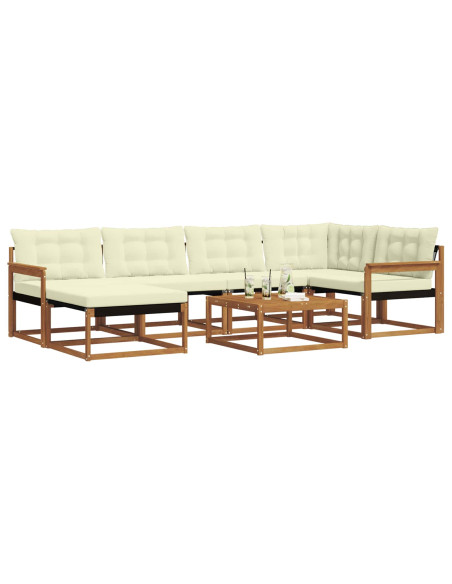 Set di divani 19 pcs Naturale e Crema Legno di Acacia Massello