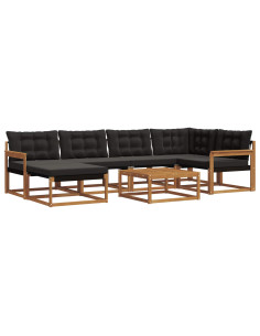 Set di divani 19 pcs Naturale e Nero Legno di Acacia Massello 2