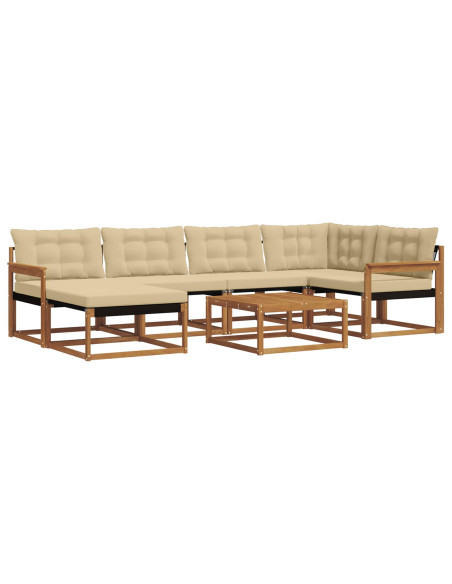 Set di divani 19 pcs Naturale e Beige Legno di Acacia Massello