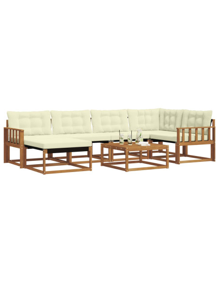 Set di divani 19 pcs Naturale e Crema Legno di Acacia Massello