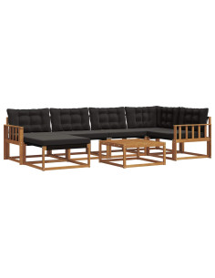 Set di divani 19 pcs Naturale e Nero Legno di Acacia Massello 2