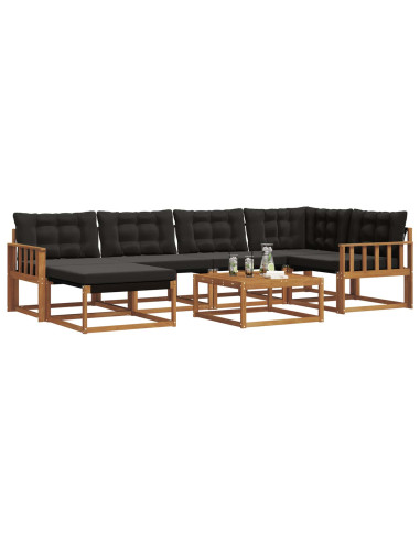 Set di divani 19 pcs Naturale e Nero Legno di Acacia Massello