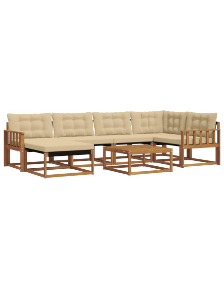 Set di divani 19 pcs Naturale e Beige Legno di Acacia Massello