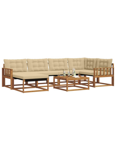 Set di divani 19 pcs Naturale e Beige Legno di Acacia Massello