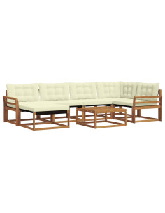 Set di divani 19 pcs Naturale e Crema Legno di Acacia Massello 2