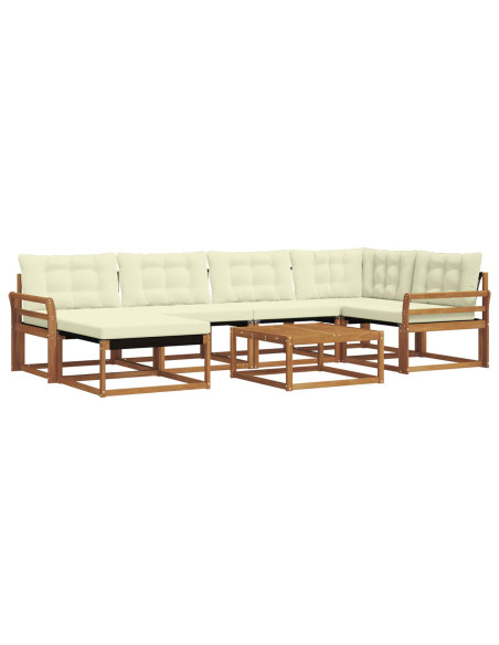 Set di divani 19 pcs Naturale e Crema Legno di Acacia Massello