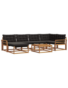 Set di divani 19 pcs Naturale e Nero Legno di Acacia Massello 2
