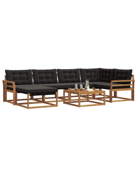 Set di divani 19 pcs Naturale e Nero Legno di Acacia Massello
