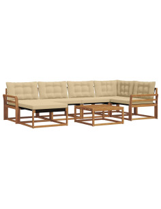 Set di divani 19 pcs Naturale e Beige Legno di Acacia Massello 2