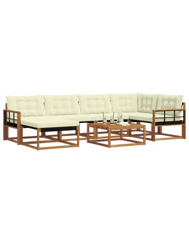 Set di divani 19 pcs Naturale e Crema Legno di Acacia Massello