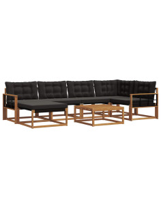 Set di divani 19 pcs Naturale e Nero Legno di Acacia Massello 2