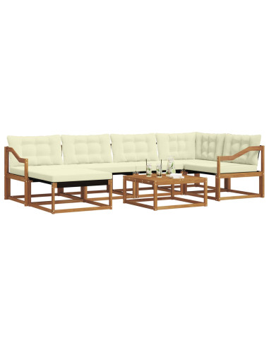 Set di divani 19 pcs Naturale e Crema Legno di Acacia Massello