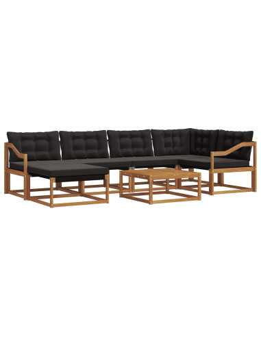Set di divani 19 pcs Naturale e Nero Legno di Acacia Massello