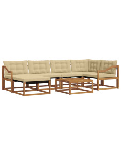 Set di divani 19 pcs Naturale e Beige Legno di Acacia Massello 2