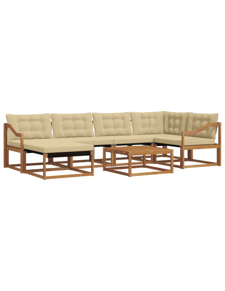 Set di divani 19 pcs Naturale e Beige Legno di Acacia Massello