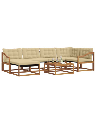 Set di divani 19 pcs Naturale e Beige Legno di Acacia Massello