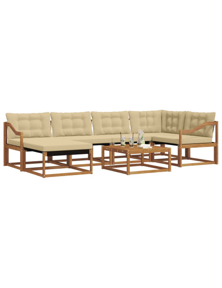 Set di divani 19 pcs Naturale e Beige Legno di Acacia Massello