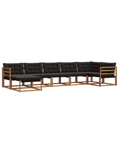 Set di divani 21 pcs Naturale e Nero Legno di Acacia Massello