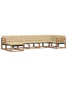 Set di divani 21 pcs Naturale e Beige Legno di Acacia Massello 2