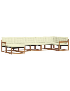 Set di divani 21 pcs Naturale e Crema Legno di Acacia Massello 2