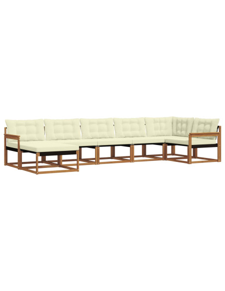 Set di divani 21 pcs Naturale e Crema Legno di Acacia Massello