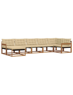 Set di divani 21 pcs Naturale e Beige Legno di Acacia Massello 2
