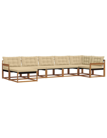 Set di divani 21 pcs Naturale e Beige Legno di Acacia Massello