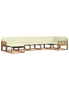 Set di divani 21 pcs Naturale e Crema Legno di Acacia Massello 2