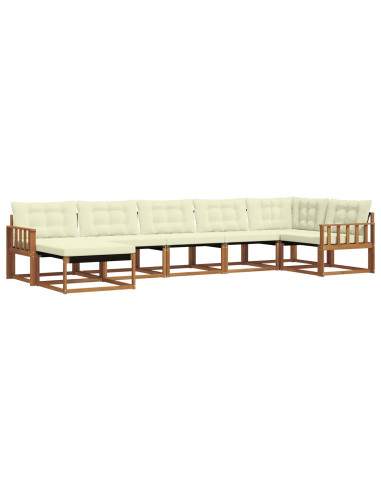 Set di divani 21 pcs Naturale e Crema Legno di Acacia Massello